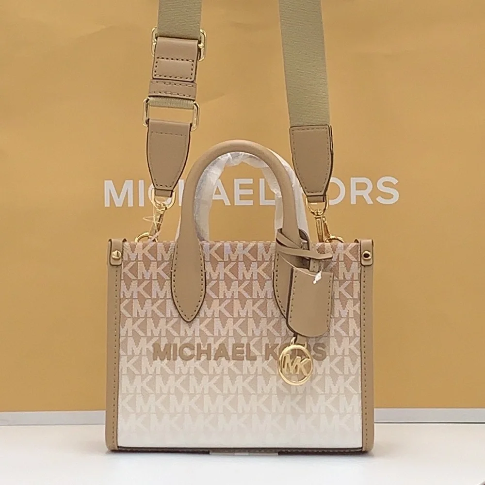 Michael Kors Mirella Extra-Small Ombré Logo Crossbody XBODY ShopperBag Camel NWT